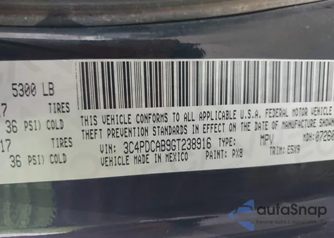 2016 Dodge Journey Se из США, поврежденный, VIN 3C4PDCAB9GT238916